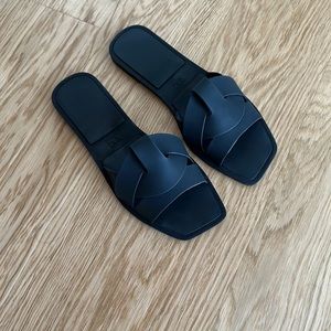 Zara Slide Sandals Crossover Rubberized Straps Black 40 - US 9